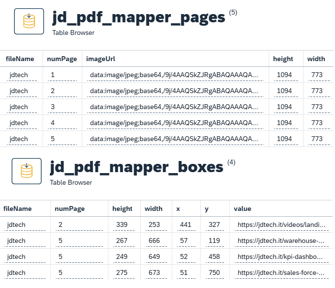 PDF Mapper Application Tables
