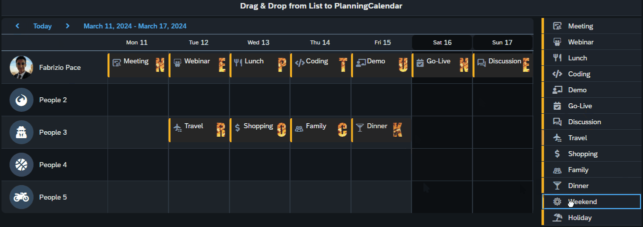 Enable Drag and Drop from List to Planning Calendar