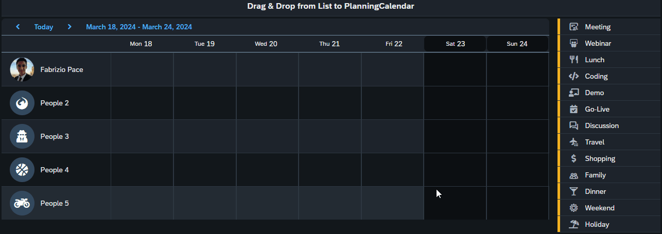 Enable Drag and Drop from List to Planning Calendar