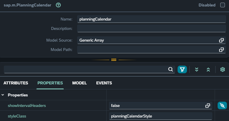 PlanningCalendar properties