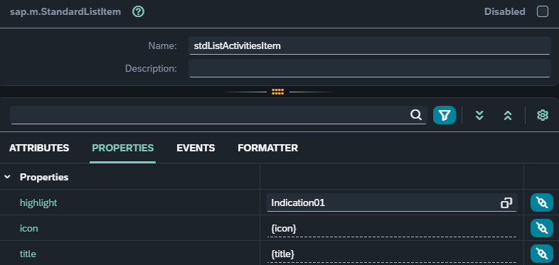 StandardListItem properties