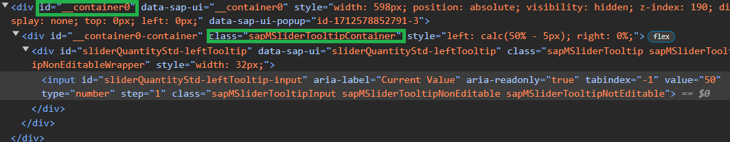 Slider tooltip element in HTML DOM