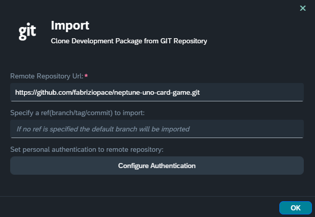 Import project from GitHub repository